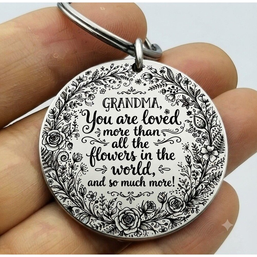 Dear Grandma More Than Flower World Stainless Keychain Reminder Grandson Family